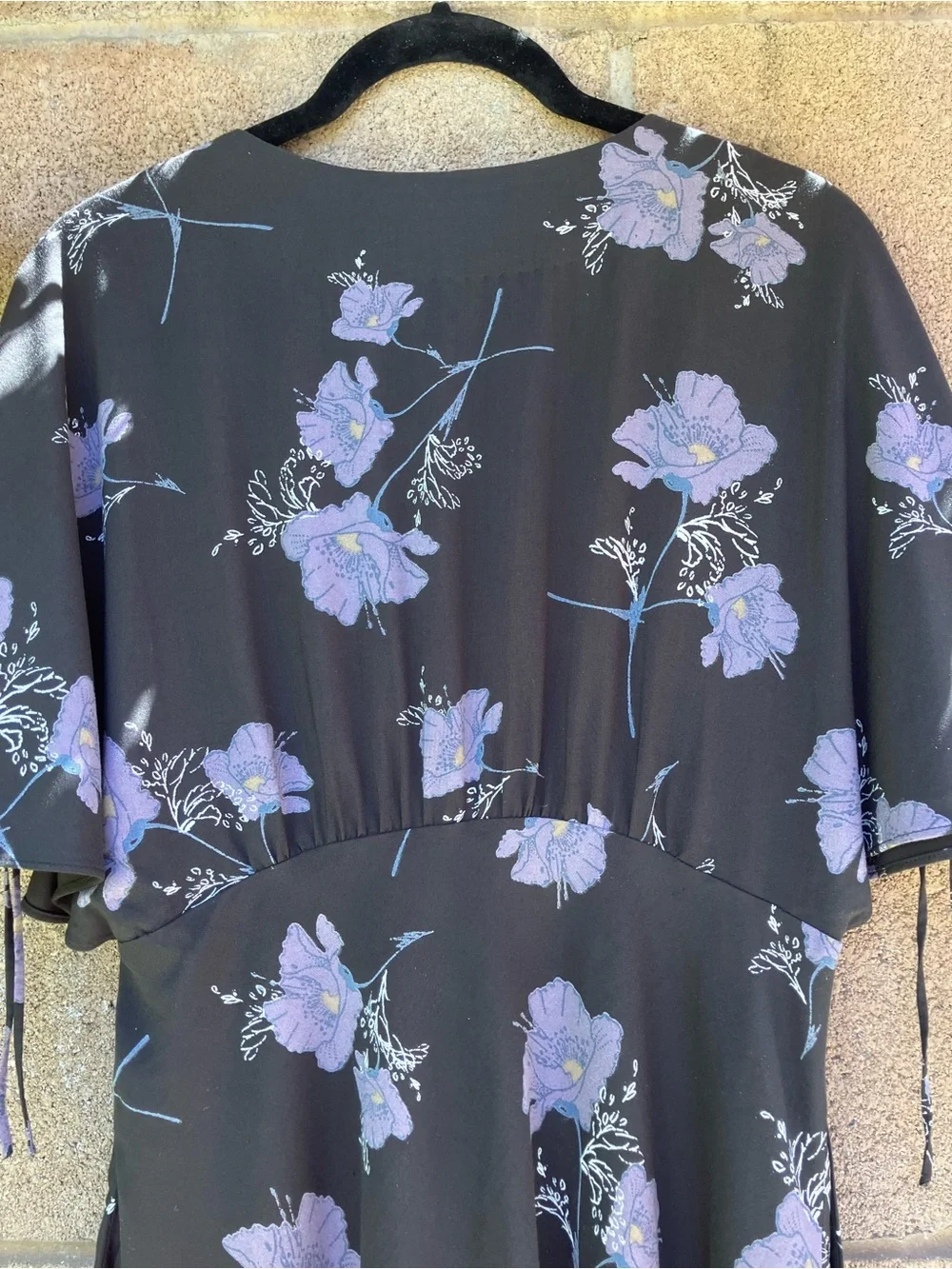 Free People Melanie Dark Floral Mini Dress With Adjustable Boho Flutter Sleeves